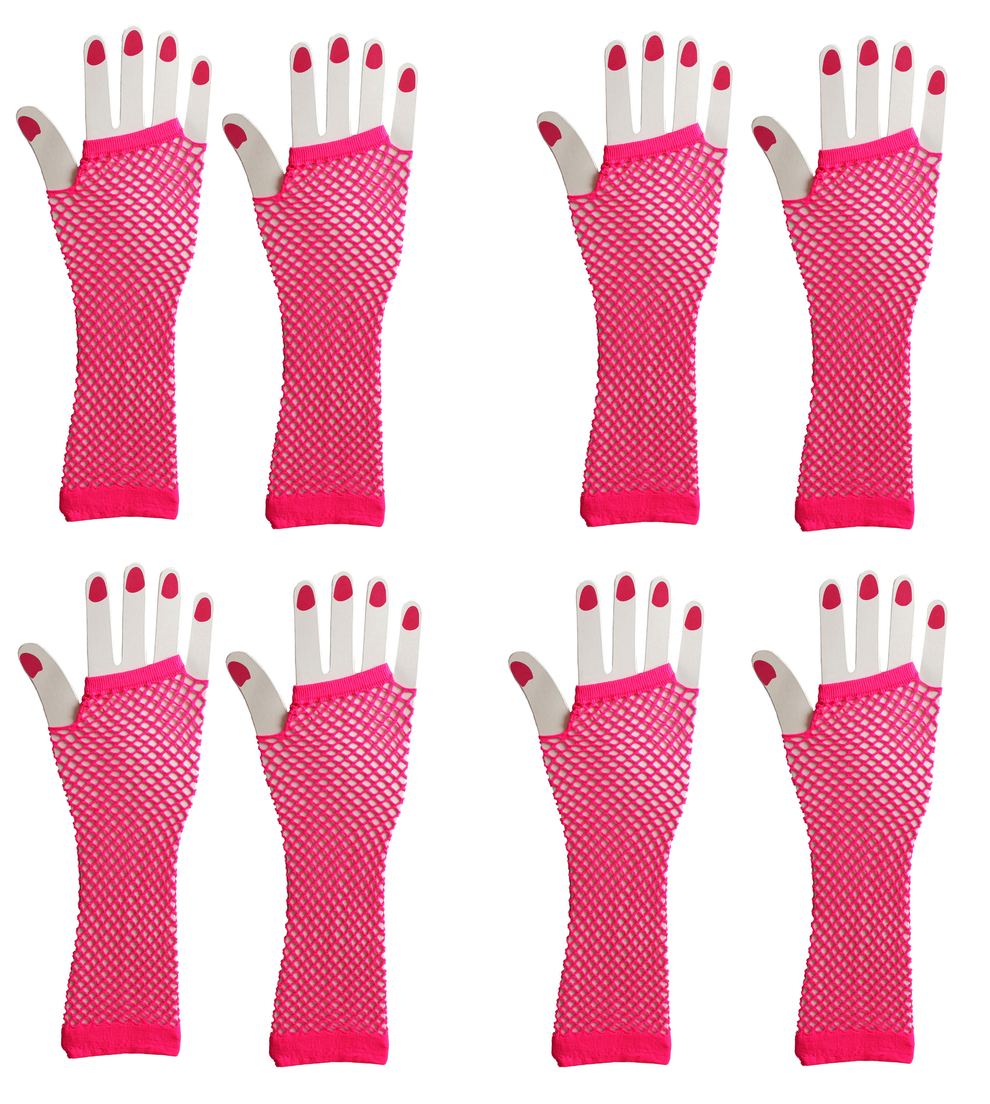 4 Pairs Long Stretchable Fingerless Fishnet Gloves – Eco-friendly